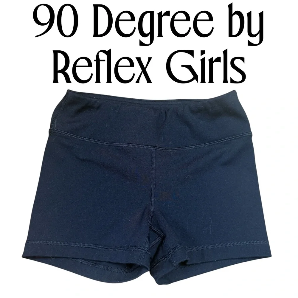 S (7-8) 90 Degrees by Reflex Girls black compression shorts - Picture 1 of 6